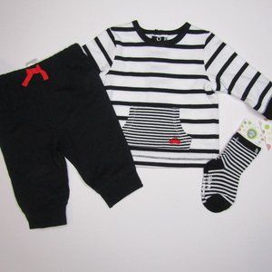 Little Me baby boys 3 piece long sleeve knit outfit size 3 months striped